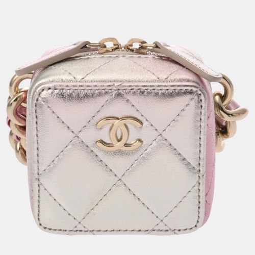 Chanel Silver Pink Leather Chain Shoulder Bag - Chanel - Modalova