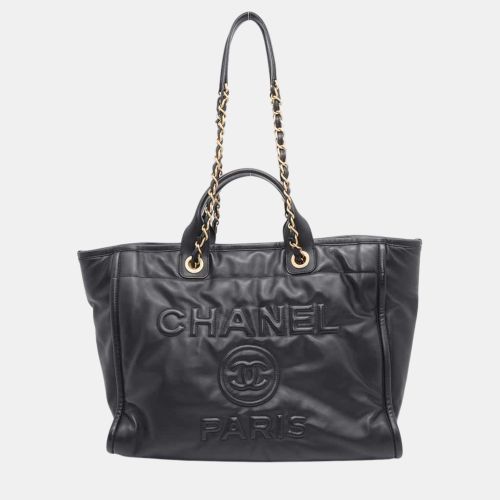 Chanel Black Lambskin Leather Deauville Tote Bag - Chanel - Modalova