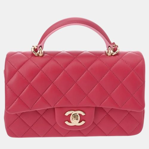 Chanel Pink Lambskin Leather Top Handle Shoulder Bag - Chanel - Modalova