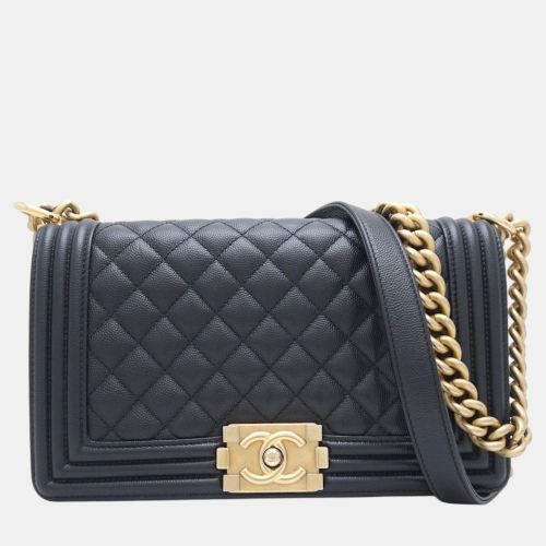 Chanel Black Caviar Leather Boy Medium Shoulder Bag - Chanel - Modalova