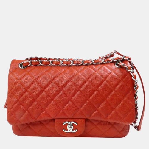 Chanel Orange Caviar Leather Large Flap Shoulder Bag - Chanel - Modalova