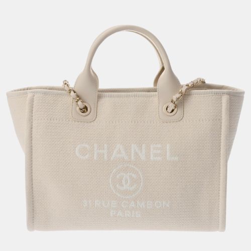 Chanel Ivory Canvas, Leather Deauville Small Tote Bag - Chanel - Modalova