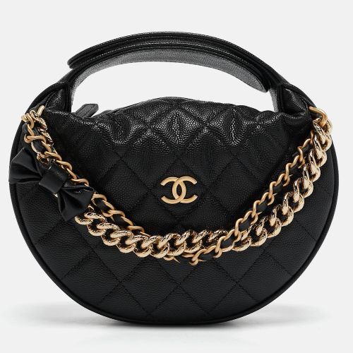 Chanel Black Quilted Shiny Caviar Leather Bow Pouch - Chanel - Modalova