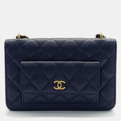 Chanel Navy Blue Leather WOC Mini Crossbody Bag - Chanel - Modalova