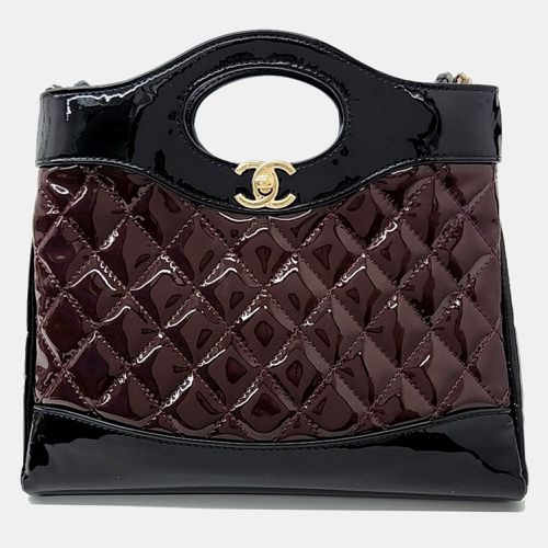 Chanel Black Burgundy Patent Leather 31 Mini Shopping Bag - Chanel - Modalova