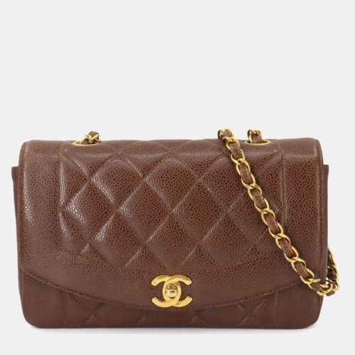 Chanel Brown Caviar Leather Diana Chain Shoulder Bag - Chanel - Modalova