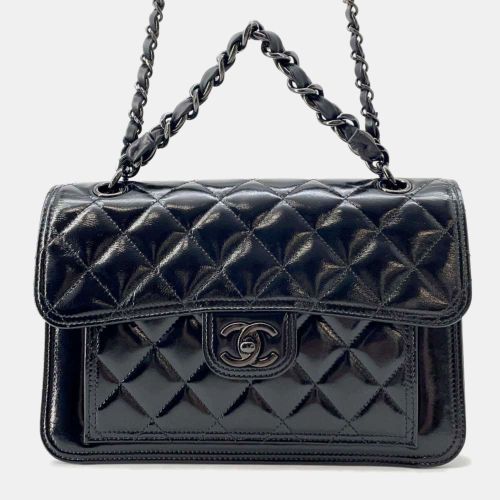 Chanel Black Shiny Calf Leather Chain Shoulder Bag - Chanel - Modalova