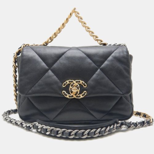 Chanel Black Leather 19 Large Chain Shoulder Bag - Chanel - Modalova