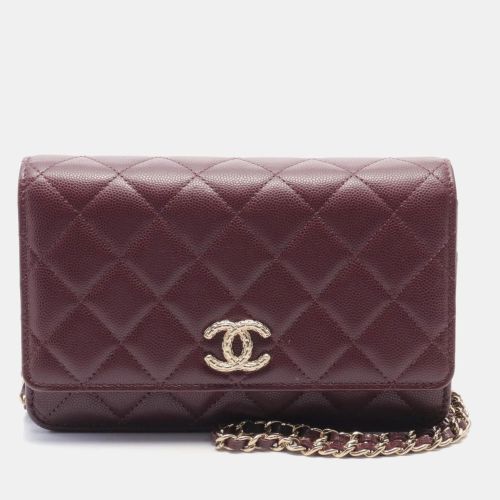 Chanel Bordeaux Leather Chain Shoulder Bag - Chanel - Modalova