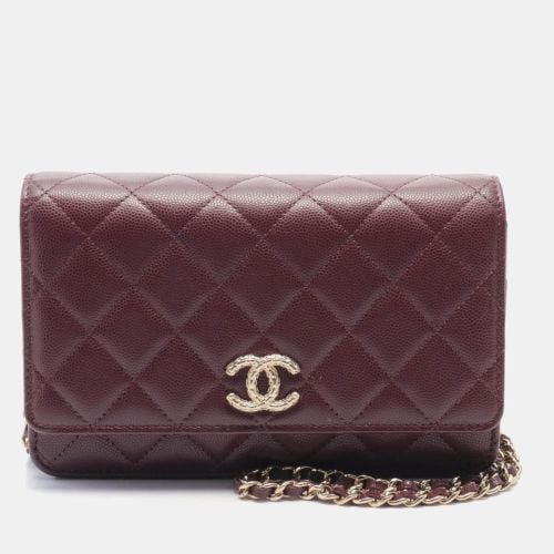 Matelasse Shoulder Bag Leather Grained Calfskin Bordeaux - Chanel - Modalova