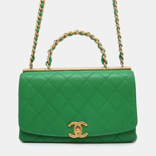 Chanel Green Lambskin Leather Chain Shoulder Bag - Chanel - Modalova