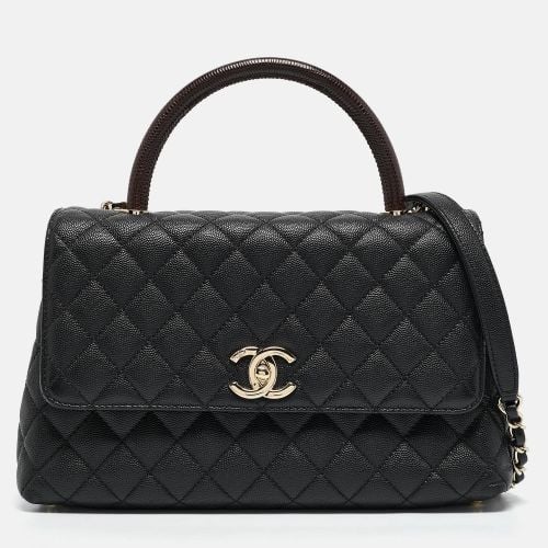 Burgundy Quilted Caviar and Lizard Embossed Leather Small Coco Top Handle Bag - Chanel - Modalova