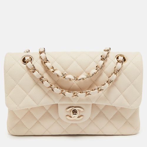 Chanel Cream Quilted Caviar Leather Small Classic Double Flap Bag - Chanel - Modalova