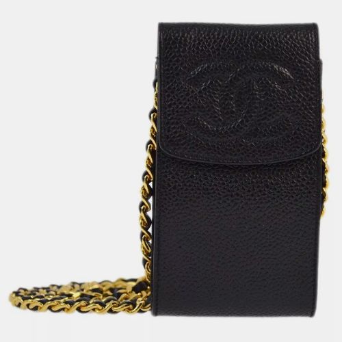 Chanel Black Calfskin Chain Shoulder Bag Pochette Case - Chanel - Modalova