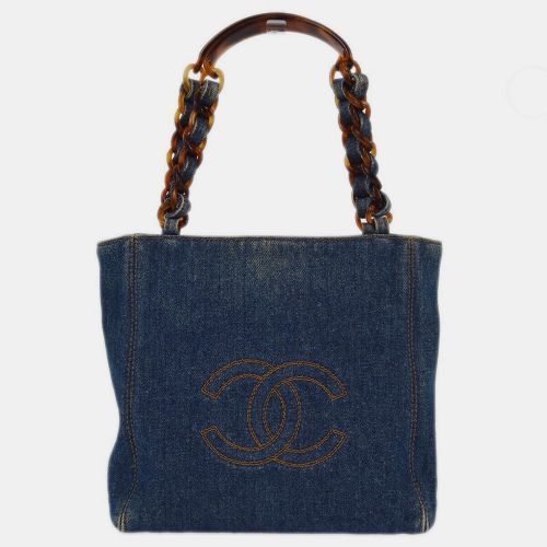 Chanel Blue Denim Chain Tote Bag - Chanel - Modalova