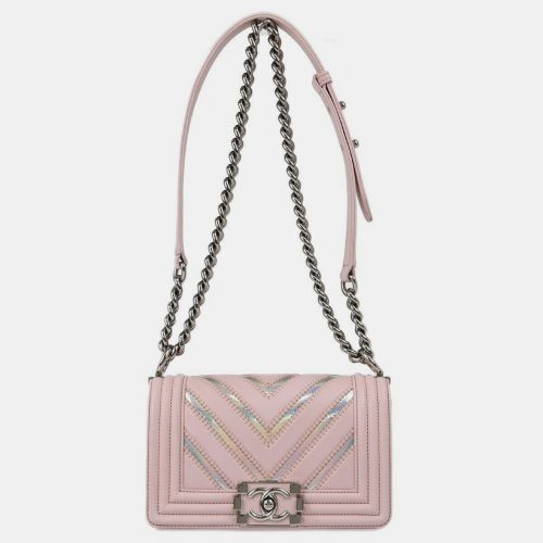 Boy Chanel Pink Prism Lambskin Chevron Small Chain Shoulder Bag - Chanel - Modalova