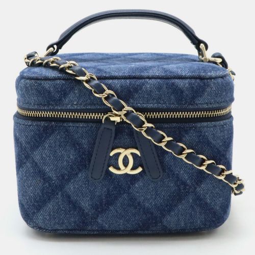 Chanel Blue Denim Matelasse Vanity Handbag - Chanel - Modalova