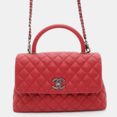 Chanel Red Caviar Leather Coco Handle Flap Bag - Chanel - Modalova