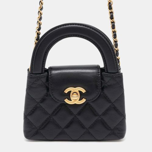 Chanel Black Aged Calf Leather Mini Chain Clutch Shoulder Bag - Chanel - Modalova