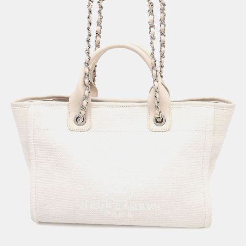 Ivory Canvas Leather Deauville Chain Tote Bag - Chanel - Modalova