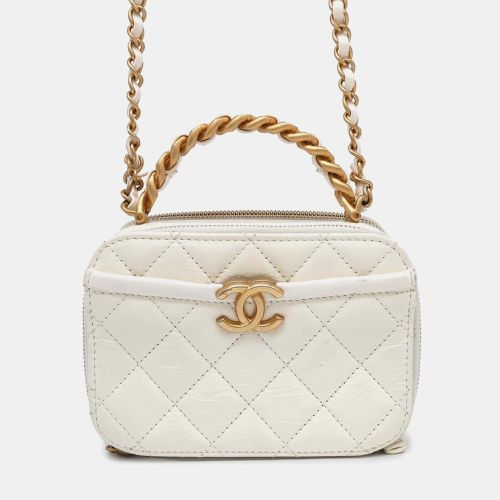 Chanel White Vintage Calf Leather Vanity Bag - Chanel - Modalova