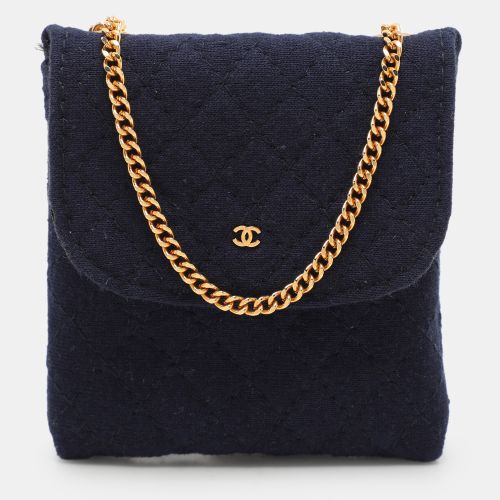 Chanel Blue Quilted Jersey Chain Pouch - Chanel - Modalova