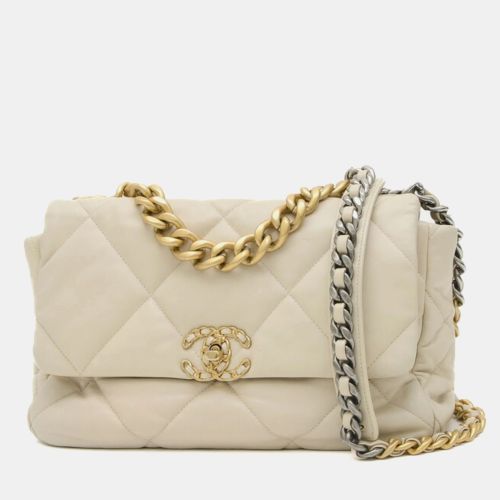 Ivory Lambskin Leather 19 Chain Shoulder Bag - Chanel - Modalova