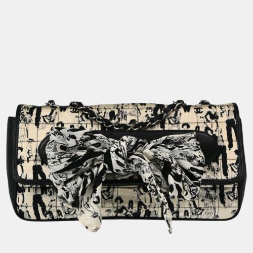 Chanel Black White Silk Lambskin Leather Choco Bar Shoulder Bag - Chanel - Modalova