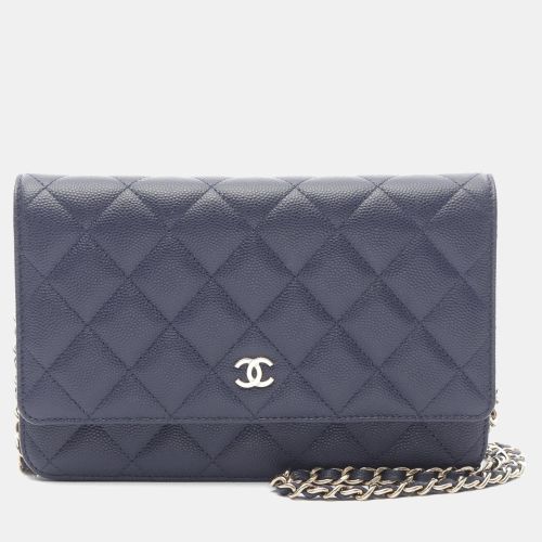 Chanel Navy Leather Classic Wallet on Chain - Chanel - Modalova
