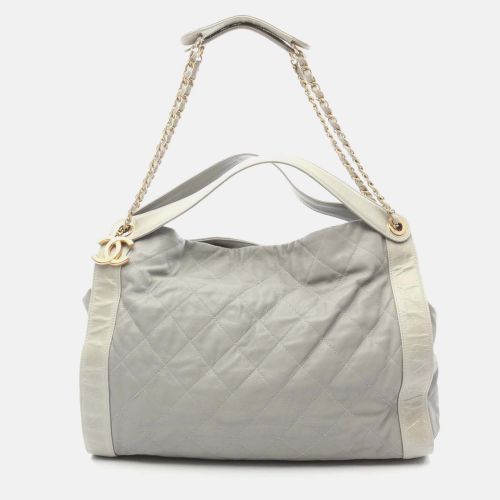 Coco Mark Matelasse Chain Shoulder Bag Leather Gray Ghw Cc - Chanel - Modalova