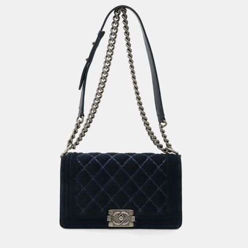Boy Navy Velour Chain Shoulder Bag - Chanel - Modalova