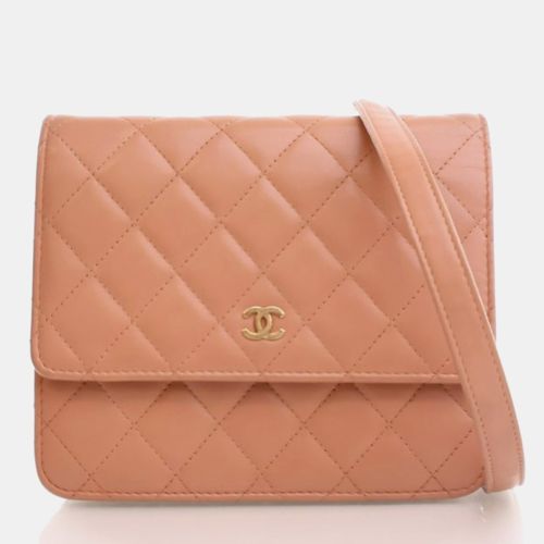 Square Pink Lambskin Wallet On Chain - Chanel - Modalova