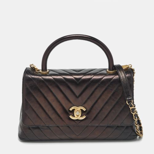 Chevron Leather Small Coco Top Handle Bag - Chanel - Modalova