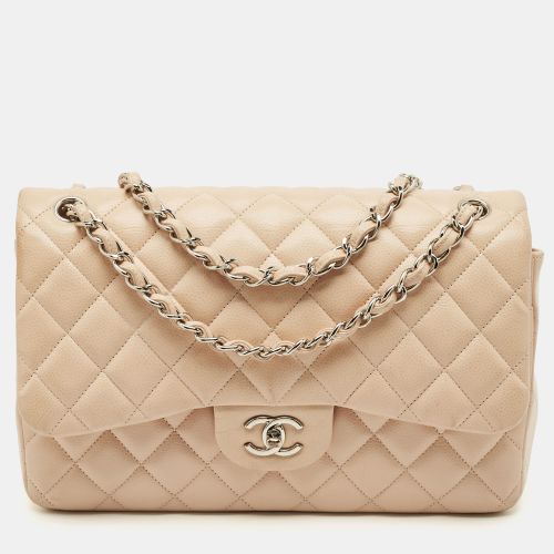 Light Quilted Caviar Leather Jumbo Classic Double Flap Bag - Chanel - Modalova