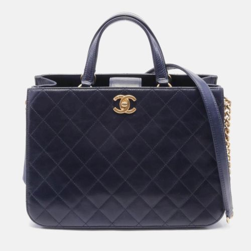 Matelasse Navy Leather Shoulder Bag - Chanel - Modalova