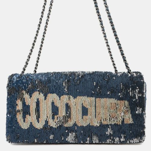 Chanel Coco Cuba Navy Silver Sequins Leather Chain Shoulder Bag - Chanel - Modalova