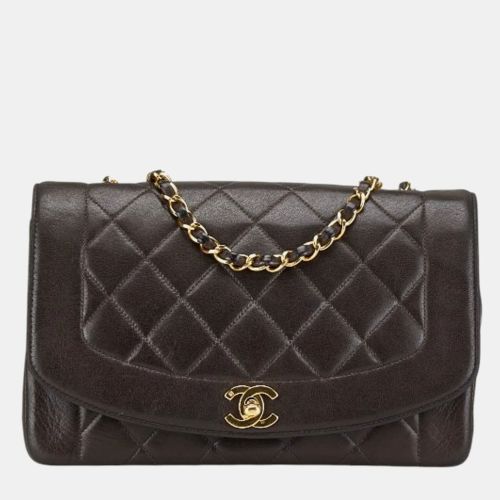Matelasse Diana 25 Coco Mark Crossbody Chain Shoulder Bag Brown Lambskin - Chanel - Modalova