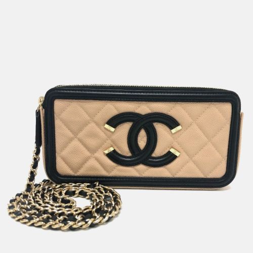 Filigree Long Caviar Leather Wallet On Chain - Chanel - Modalova