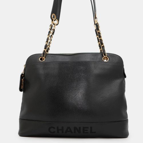 Chanel Logo Black Caviar Leather Chain Shoulder Bag - Chanel - Modalova