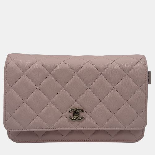 Light Quilted Caviar Leather CC Wallet on Chain - Chanel - Modalova