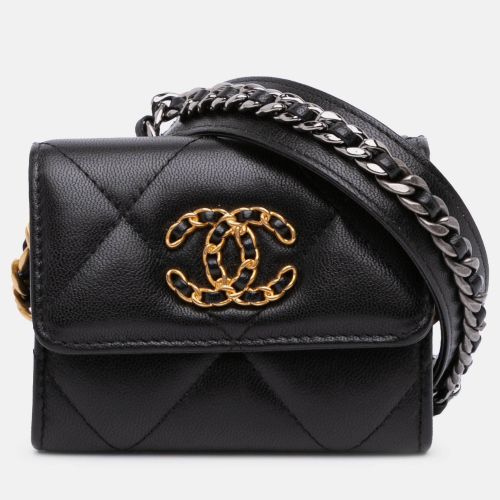 Lambskin 19 Flap Coin Purse With Chain - Chanel - Modalova