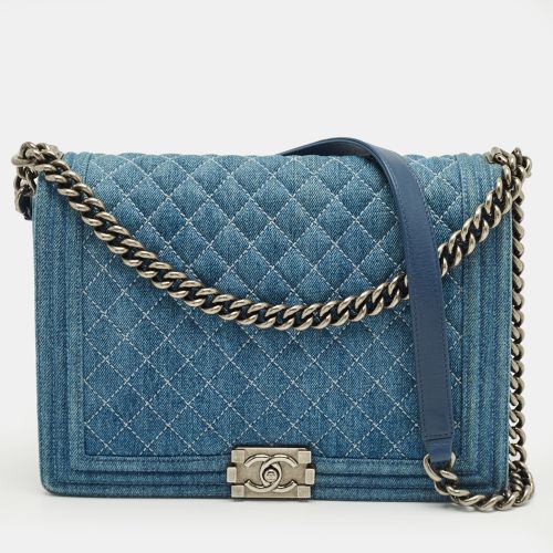 Quilted Denim Large Boy Flap Bag - Chanel - Modalova