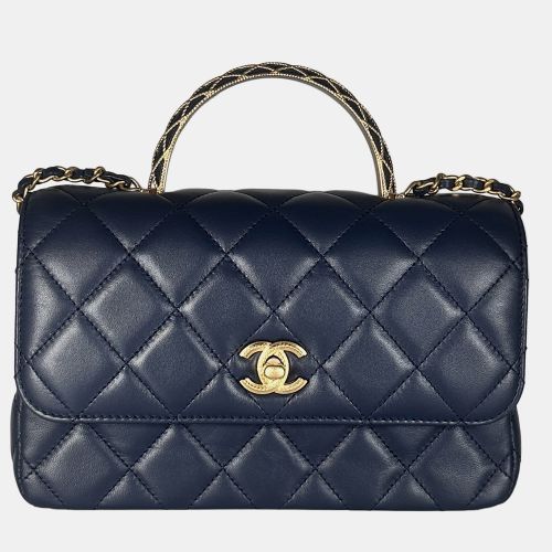 Chanel Lambskin Quilted Metal Top Handle Flap Blue with GHW - Chanel - Modalova