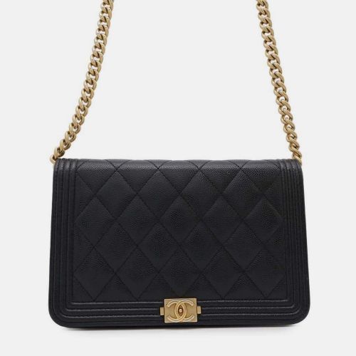 Boy Matelasse Coco Mark Calf Leather Chain Wallet Shoulder Bag - Chanel - Modalova
