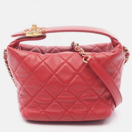 Disneuf Matelasse Small Hobo Bag Shoulder In Lambskin Leather Red - Chanel - Modalova