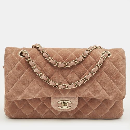 Chanel Beige Quilted Suede Medium Classic Double Flap Bag - Chanel - Modalova