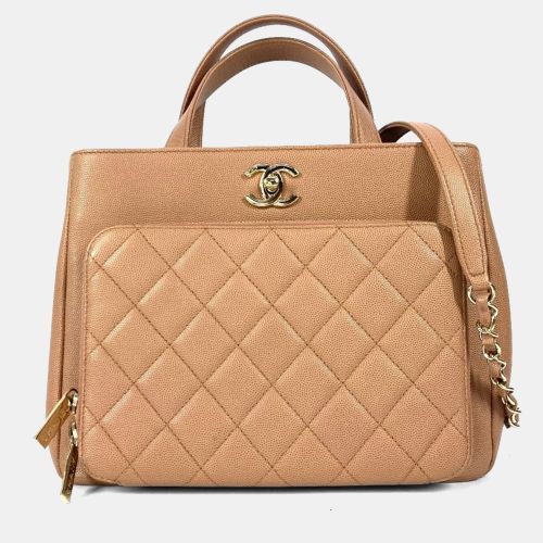 Chanel Cc Coco Mark Matelasse Affinity Small Bag Tote Chain Caviar Skin Beige - Chanel - Modalova