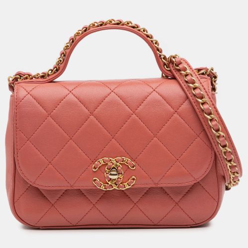 Quilted Chain Infinity Lambskin Leather Top Handle Bag - Chanel - Modalova