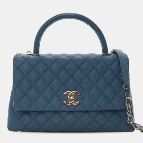 Chanel Blue Small Quilted Caviar Coco Top Handle Bag - Chanel - Modalova