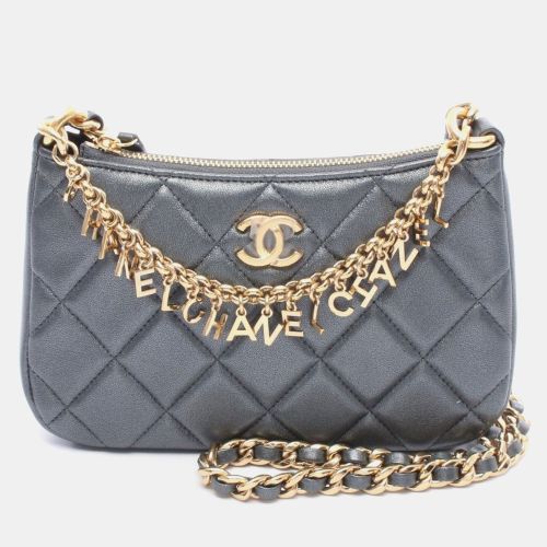 Matelasse Coco Mark Shoulder Bag Lambskin Leather Gray - Chanel - Modalova